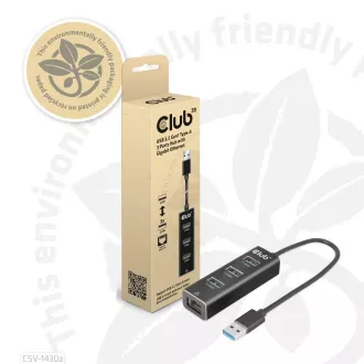 Club3D Hub, USB-A 3.2 Gen1 zu 3x USB 3.1, Gigabit Ethernet