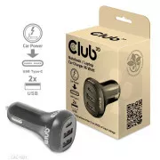 Club3D Autoladegerät für Laptops 36W, 3 Anschlüsse (2xUSB-A   USB-C)