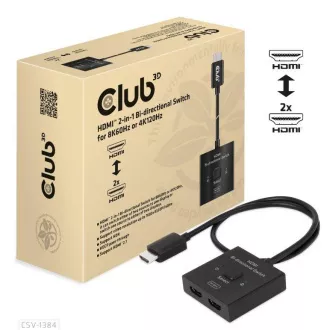 Club3D Umschalter, HDMI auf 2xHDMI Umkehrbar 2in1, 8K60Hz, 4K120Hz