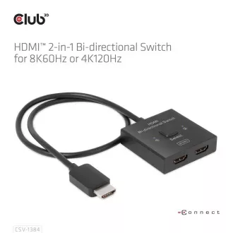 Club3D Umschalter, HDMI auf 2xHDMI Umkehrbar 2in1, 8K60Hz, 4K120Hz