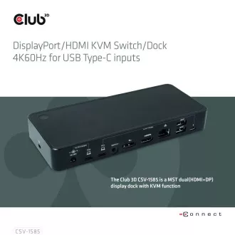 Club3D Dockingstation USB-C 10v1, 1xDP, 1xHDMI, 3xUSB-C, 3xUSB, 1xRJ45, 1x3.5mm, schwarz Club3D Dockingstation USB-C 10v1, 1xDP, 1xHDMI, 3xUSB-C, 3xUSB, 1xRJ45, 1x3.5mm, schwarz