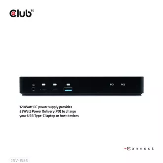 Club3D Dockingstation USB-C 10v1, 1xDP, 1xHDMI, 3xUSB-C, 3xUSB, 1xRJ45, 1x3.5mm, schwarz Club3D Dockingstation USB-C 10v1, 1xDP, 1xHDMI, 3xUSB-C, 3xUSB, 1xRJ45, 1x3.5mm, schwarz