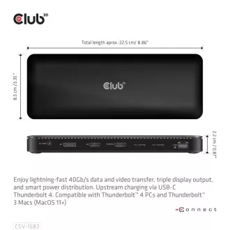Club3D Dockingstation USB-C 12v1, 1xDP, 1xHDMI, 2xUSB-C, 4xUSB, 1xRJ45, schwarz Club3D Dockingstation USB-C 12v1, 1xDP, 1xHDMI, 2xUSB-C, 4xUSB, 1xRJ45, schwarz
