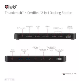 Club3D Dockingstation USB-C 12v1, 1xDP, 1xHDMI, 2xUSB-C, 4xUSB, 1xRJ45, schwarz Club3D Dockingstation USB-C 12v1, 1xDP, 1xHDMI, 2xUSB-C, 4xUSB, 1xRJ45, schwarz