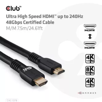 Club3D HDMI Kabel, Ultra Fast HDMI™ zertifiziertes Kabel, 4K120Hz/ 8K60Hz, 7.5m