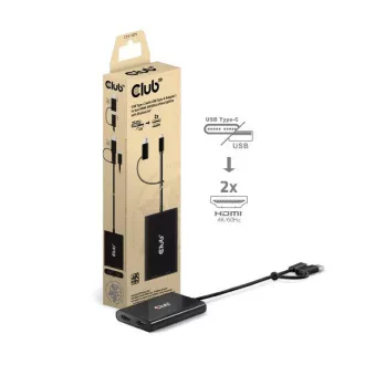 Club3D Video Hub USB-C/A zu 2xHDMI 2.0, Dual Monitor, 4K60Hz (M/F)