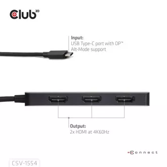 Club3D Hub MST USB-C zu 3xHDMI, Einfach: 8K30Hz, Dreifach: 4K60Hz Club3D Hub MST USB-C zu 3xHDMI, Einfach: 8K30Hz, Dreifach: 4K60Hz