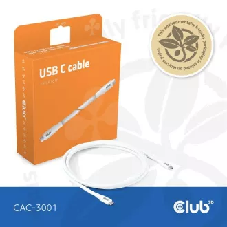 Club3D USB-C 4.0 Kabel, 20Gbps, 4K60Hz, PD 240W, 2m, weiß Club3D USB-C 4.0 Kabel, 20Gbps, 4K60Hz, PD 240W, 2m, weiß