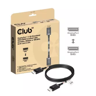 Club3D DisplayPort 2.1 auf DisplayPort 2.1 Kabel, VESA DP80, 4K240Hz/8K60Hz/10K60Hz (M/M), 1.6m, schwarz Club3D DisplayPort 2.1 auf DisplayPort 2.1 Kabel, VESA DP80, 4K240Hz/8K60Hz/10K60Hz (M/M), 1.6m, schwarz