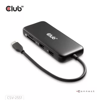 Club3D Dockingstation USB-C 8v1, 1xHDMI, 1xDP, 1xUSB-C, 2xUSB, 1xRJ45, schwarz Club3D Dockingstation USB-C 8v1, 1xHDMI, 1xDP, 1xUSB-C, 2xUSB, 1xRJ45, schwarz