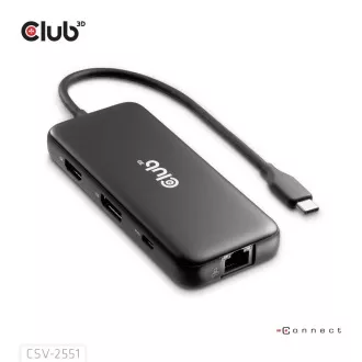 Club3D Dockingstation USB-C 8v1, 1xHDMI, 1xDP, 1xUSB-C, 2xUSB, 1xRJ45, schwarz Club3D Dockingstation USB-C 8v1, 1xHDMI, 1xDP, 1xUSB-C, 2xUSB, 1xRJ45, schwarz