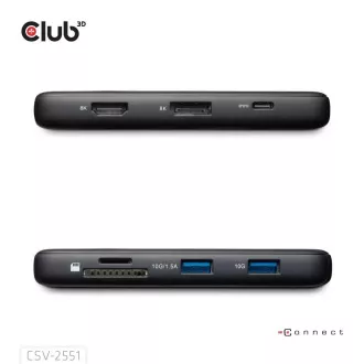 Club3D Dockingstation USB-C 8v1, 1xHDMI, 1xDP, 1xUSB-C, 2xUSB, 1xRJ45, schwarz Club3D Dockingstation USB-C 8v1, 1xHDMI, 1xDP, 1xUSB-C, 2xUSB, 1xRJ45, schwarz