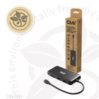 Club3D Dockingstation USB-C 8v1, 1xHDMI, 1xDP, 1xUSB-C, 2xUSB, 1xRJ45, schwarz Club3D Dockingstation USB-C 8v1, 1xHDMI, 1xDP, 1xUSB-C, 2xUSB, 1xRJ45, schwarz