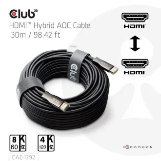 Club3D Aktives Hybrid-Glasfaser-HDMI-2.1-Kabel, 8K60Hz/4K120Hz, (M/M), 30 m Club3D Aktives Hybrid-Glasfaser-HDMI-2.1-Kabel, 8K60Hz/4K120Hz, (M/M), 30 m