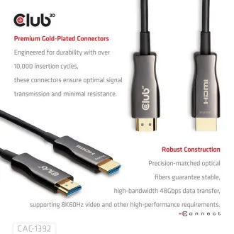 Club3D Aktives Hybrid-Glasfaser-HDMI-2.1-Kabel, 8K60Hz/4K120Hz, (M/M), 30 m Club3D Aktives Hybrid-Glasfaser-HDMI-2.1-Kabel, 8K60Hz/4K120Hz, (M/M), 30 m