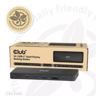 Club3D Dockingstation USB-C 14v1, 2xHDMI, 2xDP, 3xUSB-C, 1xUSB-C PD, 2xUSB, 1xRJ45, 1x3,5mm, microSD/SD, schwarz Club3D Dockingstation USB-C 14v1, 2xHDMI, 2xDP, 3xUSB-C, 1xUSB-C PD, 2xUSB, 1xRJ45, 1x3,5mm, microSD/SD, schwarz