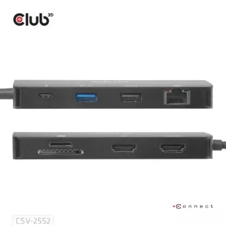 Club3D Dockingstation USB-C 9v1, 2xHDMI, 1xUSB-C, 1xUSB-C PD, 2xUSB, 1xRJ45, microSD/SD, schwarz Club3D Dockingstation USB-C 9v1, 2xHDMI, 1xUSB-C, 1xUSB-C PD, 2xUSB, 1xRJ45, microSD/SD, schwarz