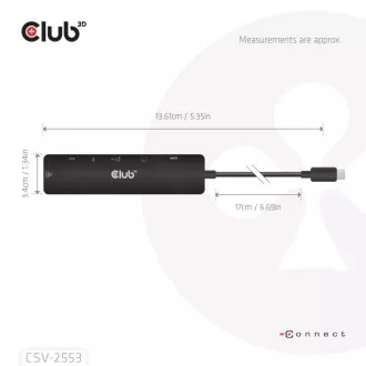 Club3D Dockingstation USB-C 7in1, 1xHDMI, 1xUSB-C PD, 2xUSB, 1xRJ45, microSD/SD, schwarz