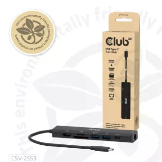 Club3D Dockingstation USB-C 7in1, 1xHDMI, 1xUSB-C PD, 2xUSB, 1xRJ45, microSD/SD, schwarz