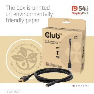 Club3D USB-C zu DisplayPort 2.1 DP54 Bi-direktionales Kabel, 8K120Hz, 4K480Hz, 2m Club3D USB-C zu DisplayPort 2.1 DP54 Bi-direktionales Kabel, 8K120Hz, 4K480Hz, 2m