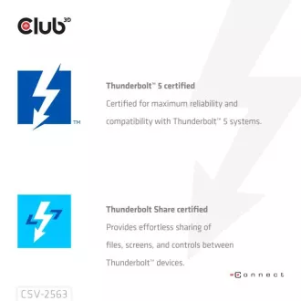 Club3D Hub Thunderbolt 5 5v1, 3x USB-C TB5, 1x USB-A, 1x8K60Hz, 3x 5K60Hz, Thunderbolt Share Zertifizierung, 180W Club3D Hub Thunderbolt 5 5v1, 3x USB-C TB5, 1x USB-A, 1x8K60Hz, 3x 5K60Hz, Thunderbolt Share Zertifizierung, 180W