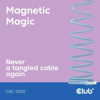 Club3D Magnetisches USB-C Kabel, 240W PD3.1, 480 Mbps, 2m, blau Club3D Magnetisches USB-C Kabel, 240W PD3.1, 480 Mbps, 2m, blau