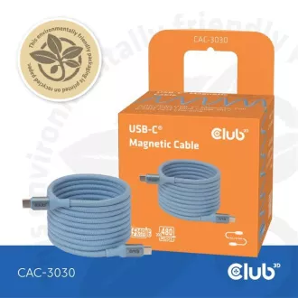 Club3D Magnetisches USB-C Kabel, 240W PD3.1, 480 Mbps, 2m, blau Club3D Magnetisches USB-C Kabel, 240W PD3.1, 480 Mbps, 2m, blau