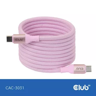 Club3D Magnetisches USB-C Kabel, 240W PD3.1, 480 Mbps, 2m, rosa Club3D Magnetisches USB-C Kabel, 240W PD3.1, 480 Mbps, 2m, rosa