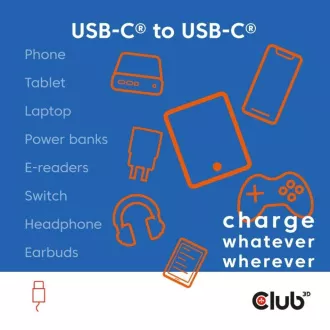 Club3D Magnetisches USB-C Kabel, 240W PD3.1, 480 Mbps, 2m, weiß