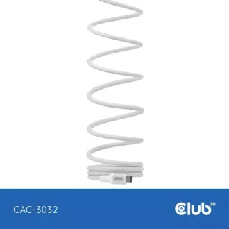 Club3D Magnetisches USB-C Kabel, 240W PD3.1, 480 Mbps, 2m, weiß