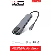 WG - HUB Typ-C 4 v1, HDMI   RJ45   USB3.0, Aluminium