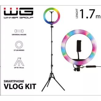 WG - Vlog Kit Grundausstattung für die Aufnahme von Video-Blogs, mit RGB-LED-Licht und Stativ 1,7 Meter