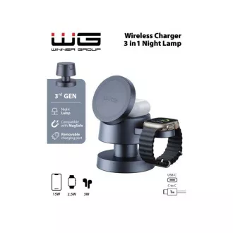 WG - Kabelloses Ladegerät 4in1 Mush8oom, Lampe, grau WG - Kabelloses Ladegerät 4in1 Mush8oom, Lampe, grau
