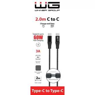 WG - Typ-C auf Typ-C Datenkabel, 2 Meter, schwarz WG - Typ-C auf Typ-C Datenkabel, 2 Meter, schwarz
