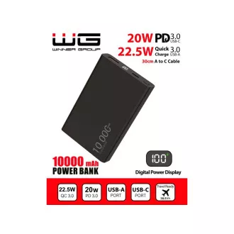 WG - Power Bank 10000 mAh, USB-C PD 20W USB-A 22.5W, schwarz WG - Power Bank 10000 mAh, USB-C PD 20W USB-A 22.5W, schwarz