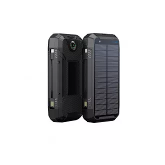 WG - Power Bank 20000 mAh, Solarpanel drahtloses Laden 15W Taschenlampe Kompass, USB-C PD 20W, schwarz WG - Power Bank 20000 mAh, Solarpanel drahtloses Laden 15W Taschenlampe Kompass, USB-C PD 20W, schwarz
