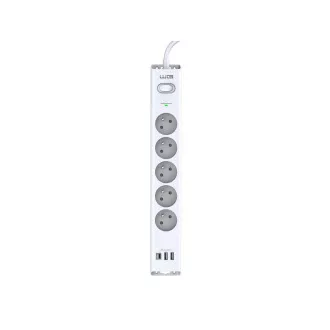 WG - Überspannungsschutz 5 Steckplätze 2x USB-A 1x USB-C, Kabel 1, 5 Meter, weiß WG - Überspannungsschutz 5 Steckplätze 2x USB-A 1x USB-C, Kabel 1, 5 Meter, weiß