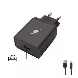 WG - Netzwerk-Ladegerät 1x USB-A 22, 5W, SuperCharge, 5V-9V-12V,   USB-A zu Typ-C Kabel (5A), schwarz