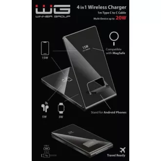 WG - Drahtloses Ladegerät WG36, 4in1 FAST MAGNET, 2x 15W 5W 3W, schwarz WG - Drahtloses Ladegerät WG36, 4in1 FAST MAGNET, 2x 15W 5W 3W, schwarz