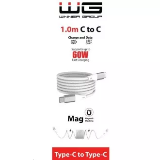 WG - Typ-C auf Typ-C Datenkabel, 1 Meter, 3A, 60W, magnetisch selbstaufrollend, weiß WG - Typ-C auf Typ-C Datenkabel, 1 Meter, 3A, 60W, magnetisch selbstaufrollend, weiß