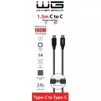 WG - Typ-C auf Typ-C Datenkabel, 1, 5 Meter, 5A, 140W, schwarz WG - Typ-C auf Typ-C Datenkabel, 1, 5 Meter, 5A, 140W, schwarz
