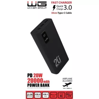 WG - Power Bank 20000 mAh, USB-C PD 20W USB-A QC 3.0 22.5W, schwarz WG - Power Bank 20000 mAh, USB-C PD 20W USB-A QC 3.0 22.5W, schwarz