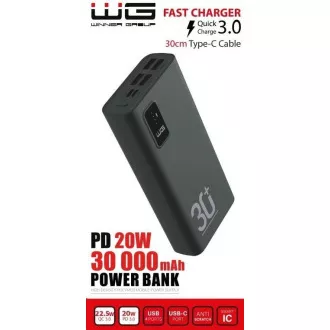 WG - Power Bank 30000 mAh, USB-C PD 20W, schwarz