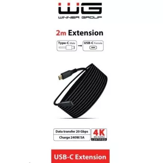 WG - USB-C (Stecker) auf USB-C (Buchse) Verlängerungskabel, 2 Meter, Nylongeflecht, schwarz WG - USB-C (Stecker) auf USB-C (Buchse) Verlängerungskabel, 2 Meter, Nylongeflecht, schwarz