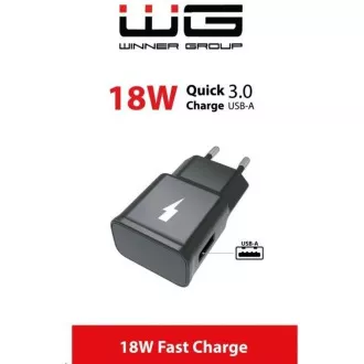 WG - Netzwerk-Ladegerät Fast 1x USB-A, Schnellladung 3.0, 5V-9V-12V, schwarz WG - Netzwerk-Ladegerät Fast 1x USB-A, Schnellladung 3.0, 5V-9V-12V, schwarz