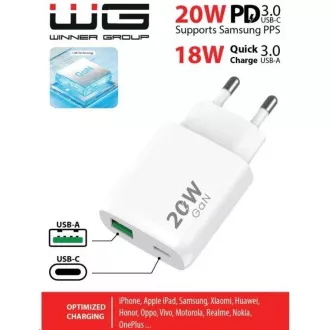 WG - Netzwerk-Ladegerät 2x USB, 1x USB-C PD 20W   1x USB-A QC3.0 18W, weiß