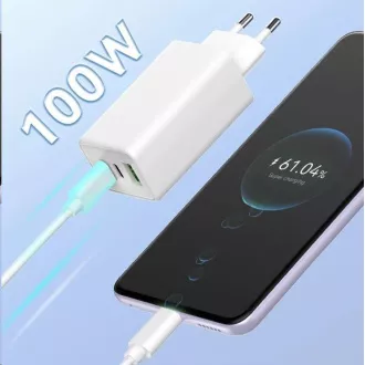 WG - GaN 100W Netzladegerät, 3x USB, 1x USB-A   2x USB-C, weiß