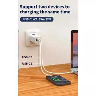 WG - GaN 100W Netzladegerät, 3x USB, 1x USB-A   2x USB-C, weiß