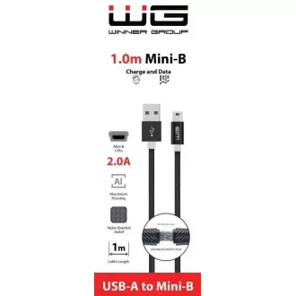 WG - Datenkabel USB Mini-B (5-polig)-USB-A / 1m / nylongeflochten / schwarz