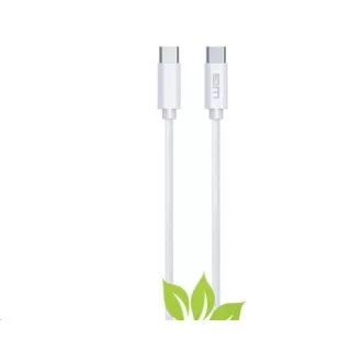 WG - Datenkabel Typ-C (Stecker) auf Typ-C (Stecker) / 2m / 3A / Baumwollgeflecht ECO / weiß